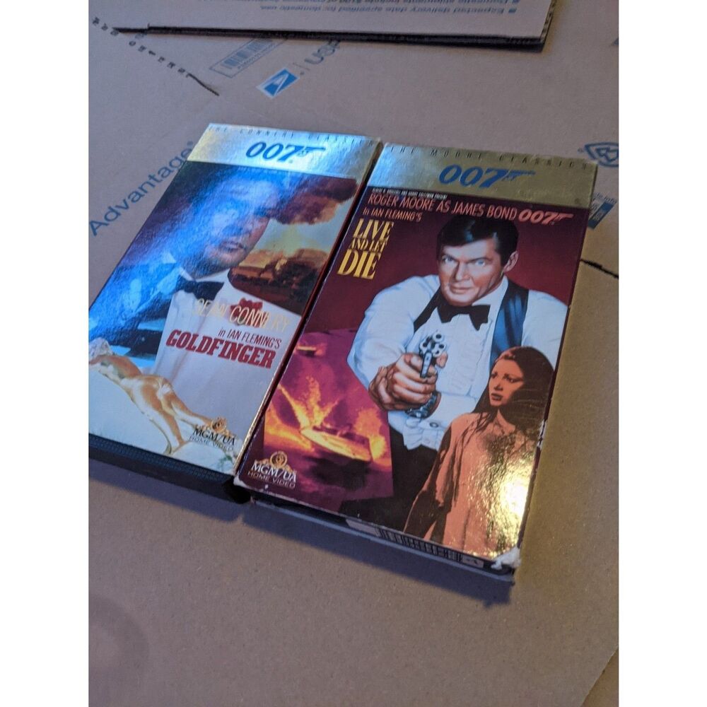 Vintage James Bond 007 VHS Lot Goldfinger Live And Let Die Sean Connery MGM